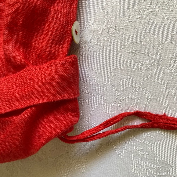 Willow Coral orange linen beach summer wide leg linen pants. boho lounge.Sz - Picture 9 of 13